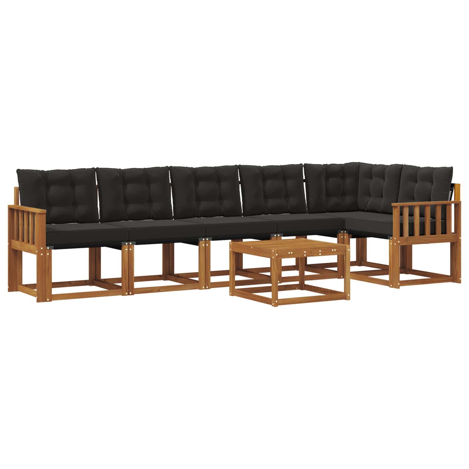 Set di divani da esterno con cuscino 7 pcs Naturale e Nero | homemem39