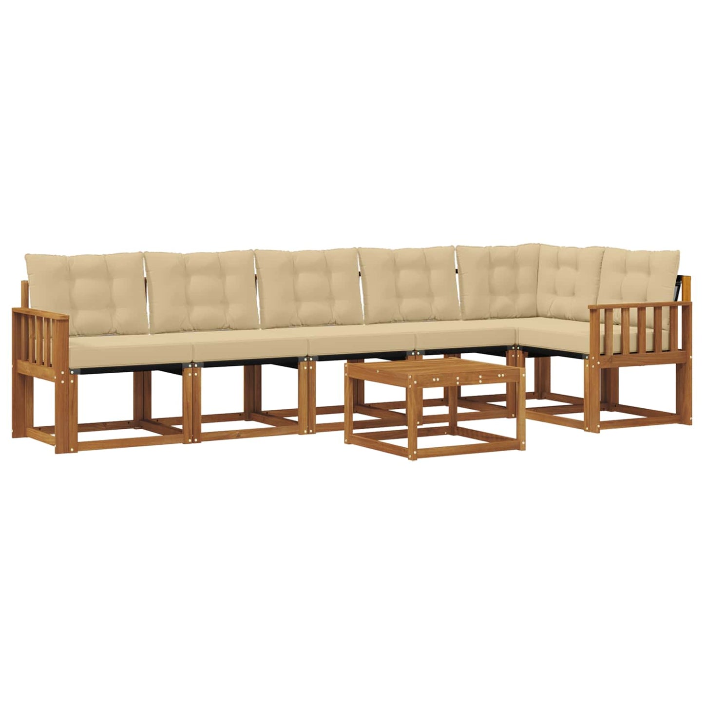 Set di divani da esterno con cuscino 7 pcs Naturale e Beige | homemem39