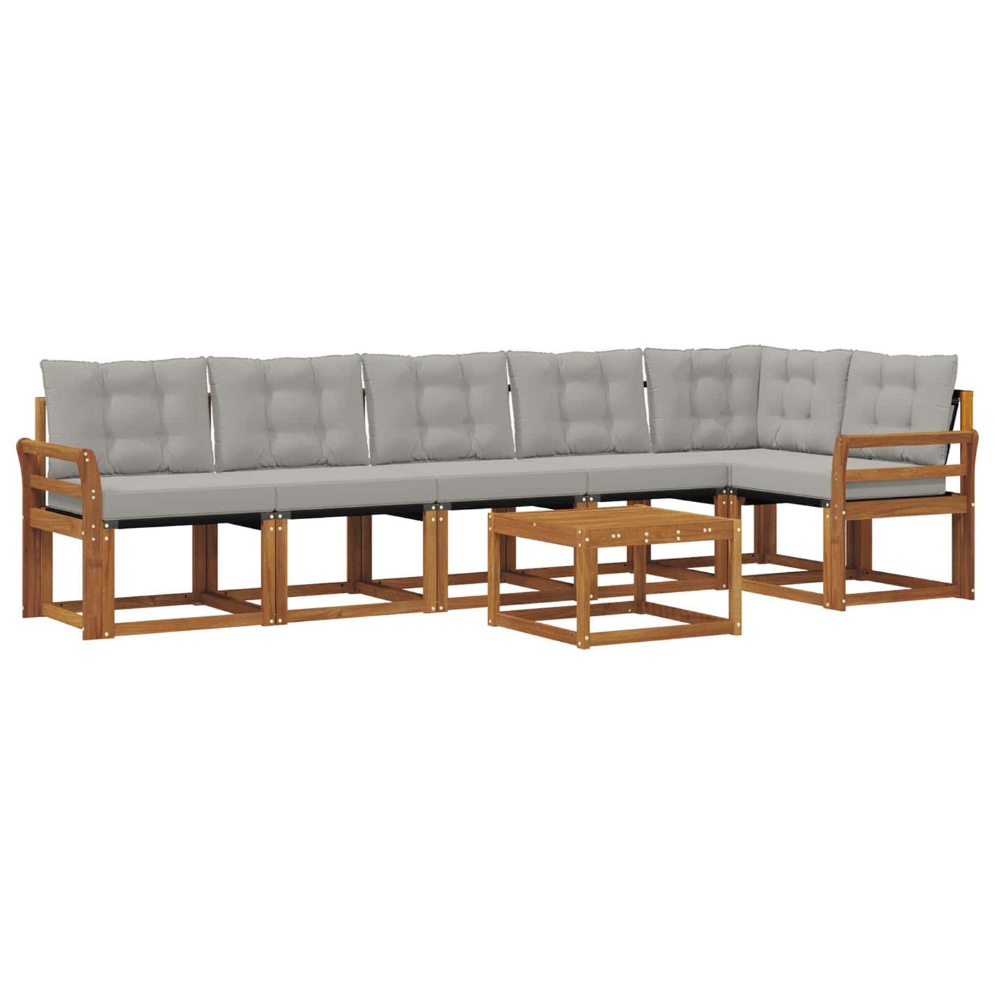 Set di divani da esterno 7 pcs Grigio Naturale e Chiaro | homemem39