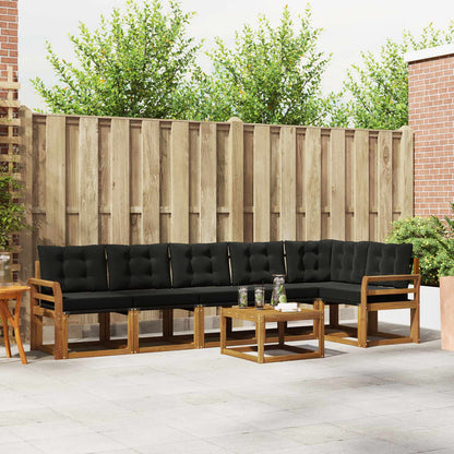 Set di divani da esterno con cuscino 7 pcs Naturale e Nero