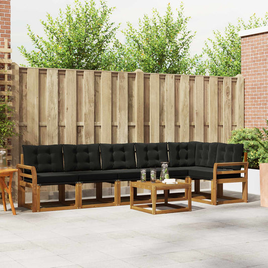 Set di divani da esterno con cuscino 7 pcs Naturale e Nero