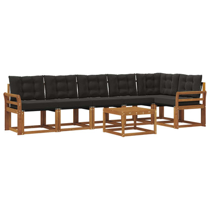 Set di divani da esterno con cuscino 7 pcs Naturale e Nero | homemem39