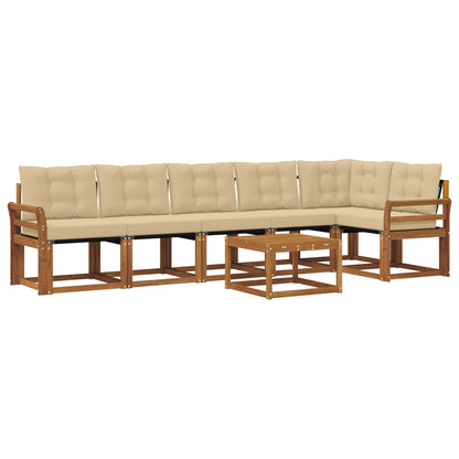 Set di divani da esterno con cuscino 7 pcs Naturale e Beige | homemem39