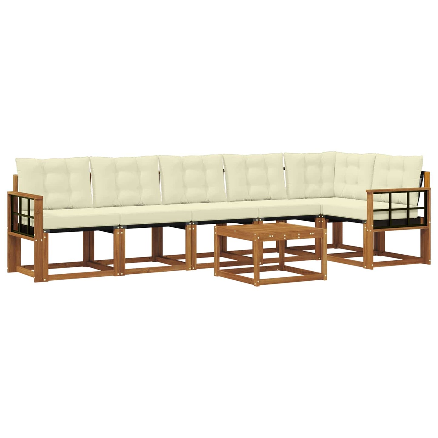 Set di divani da esterno con cuscino 7 pcs Naturale e Crema | homemem39