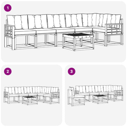 Set di divani da esterno con cuscino 7 pcs Naturale e Crema | homemem39