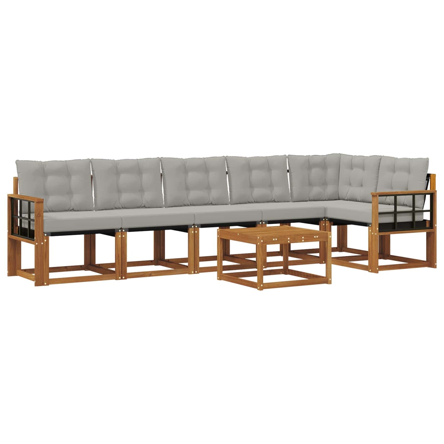 Set di divani da esterno 7 pcs Grigio Naturale e Chiaro