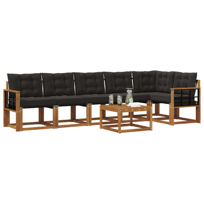 Set di divani da esterno con cuscino 7 pcs Naturale e Nero | homemem39