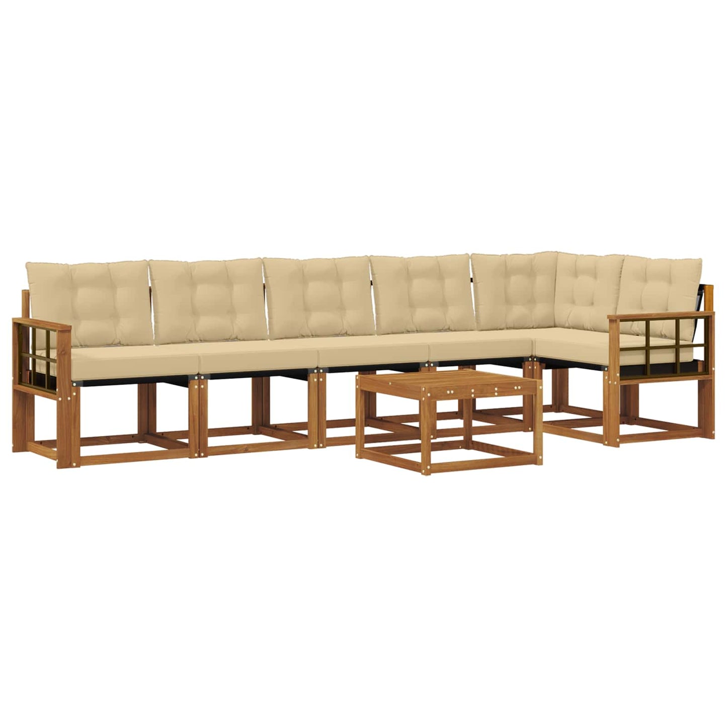 Set di divani da esterno con cuscino 7 pcs Naturale e Beige | homemem39
