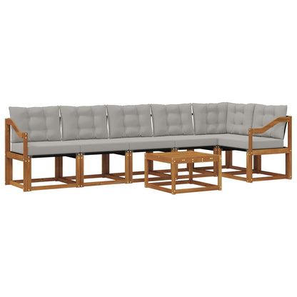 Set di divani da esterno 7 pcs Grigio Naturale e Chiaro | homemem39