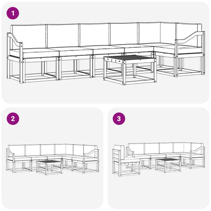 Set di divani da esterno con cuscino 7 pcs Naturale e Nero | homemem39