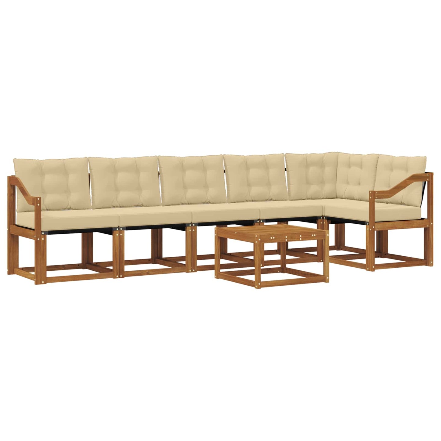 Set di divani da esterno con cuscino 7 pcs Naturale e Beige | homemem39