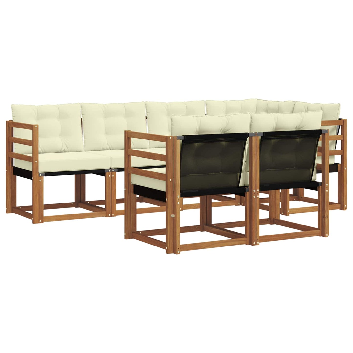 Set di divani da esterno con cuscino 7 pcs Naturale e Crema | homemem39