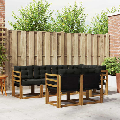 Set di divani da esterno con cuscino 7 pcs Naturale e Nero | homemem39
