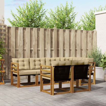 Set di divani da esterno con cuscino 7 pcs Naturale e Beige