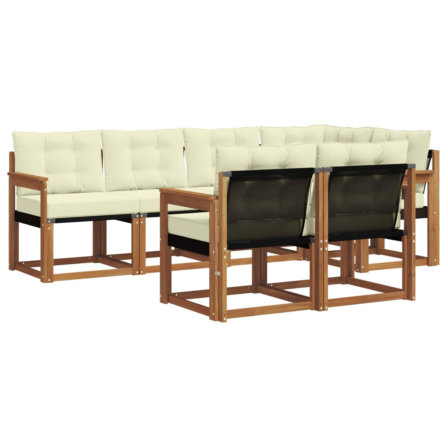Set di divani da esterno con cuscino 7 pcs Naturale e Crema | homemem39