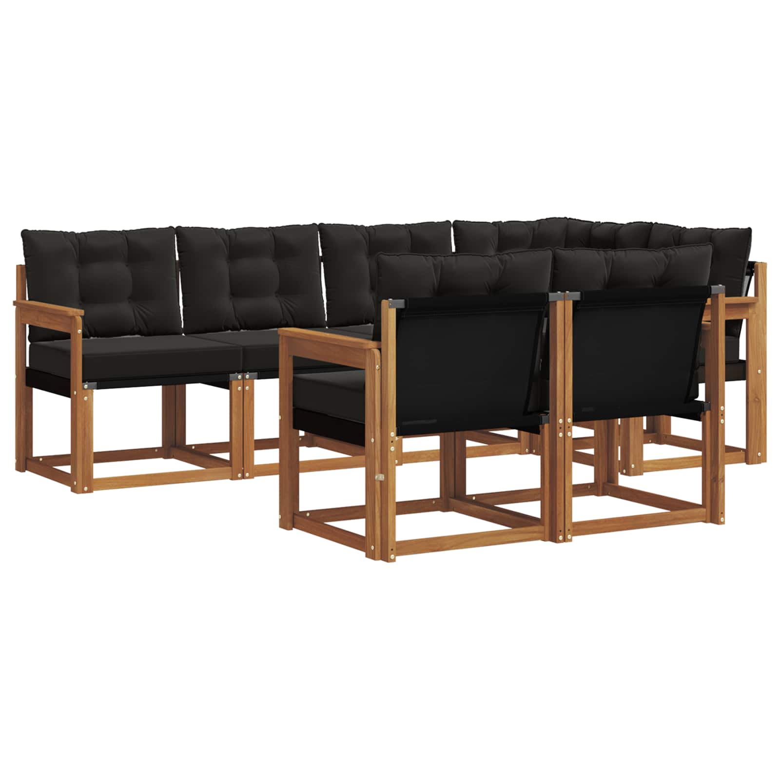 Set di divani da esterno con cuscino 7 pcs Naturale e Nero | homemem39