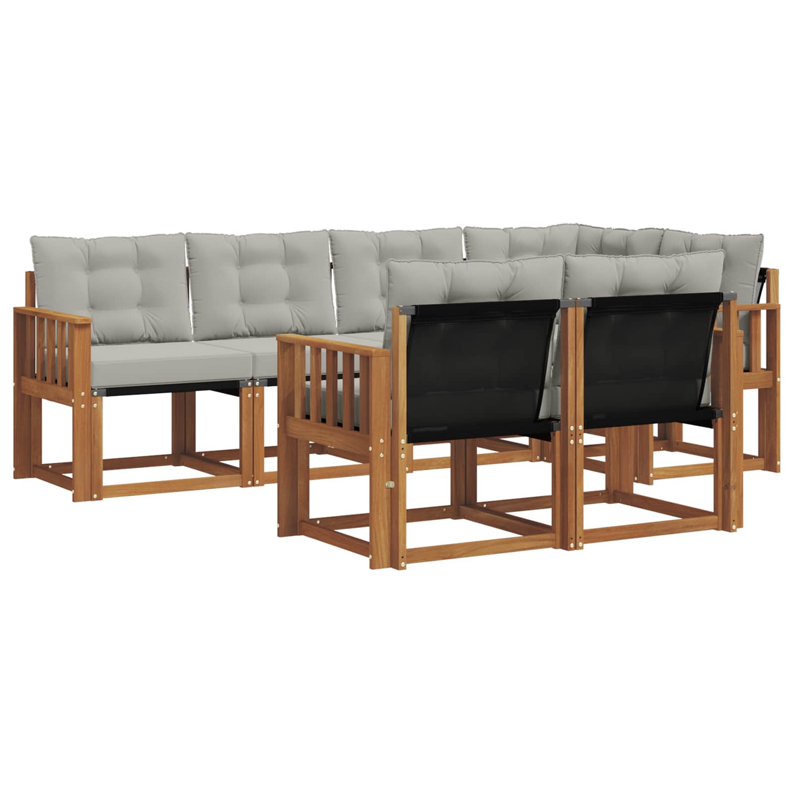 Set di divani da esterno 7 pcs Grigio Naturale e Chiaro | homemem39