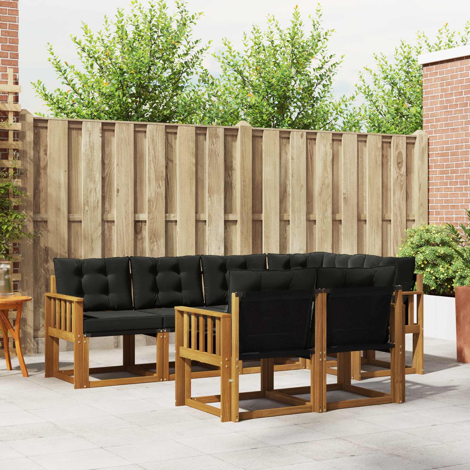 Set di divani da esterno con cuscino 7 pcs Naturale e Nero | homemem39