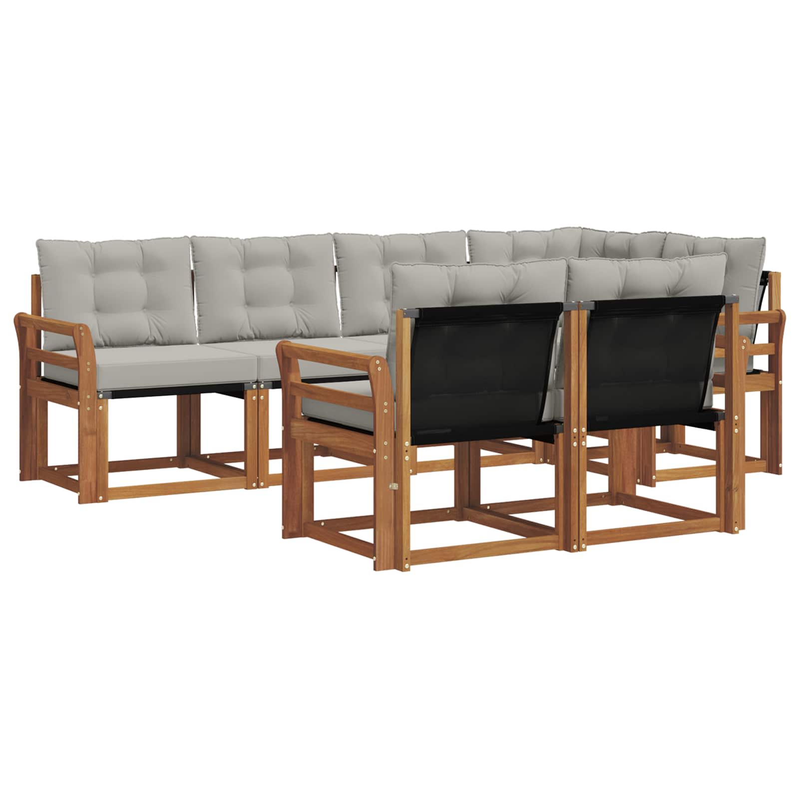 Set di divani da esterno 7 pcs Grigio Naturale e Chiaro | homemem39