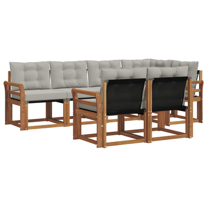 Set di divani da esterno 7 pcs Grigio Naturale e Chiaro | homemem39