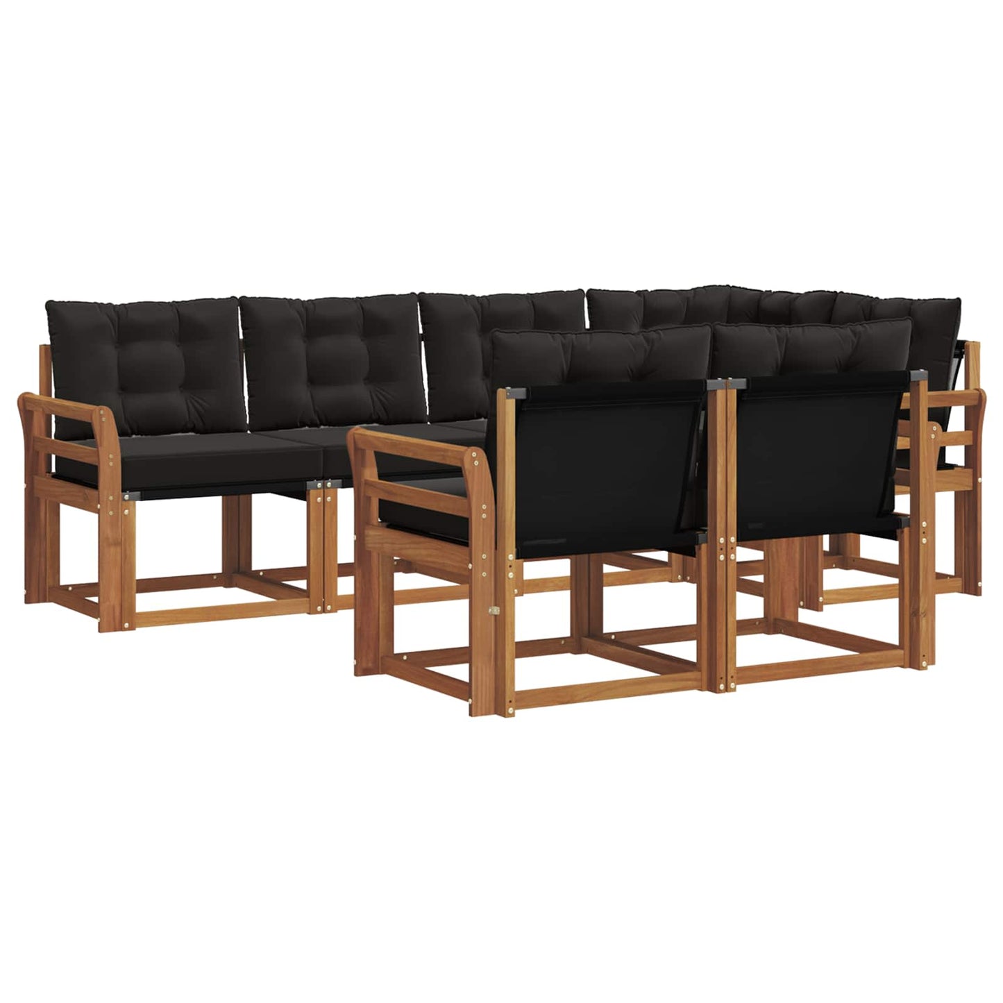Set di divani da esterno con cuscino 7 pcs Naturale e Nero | homemem39