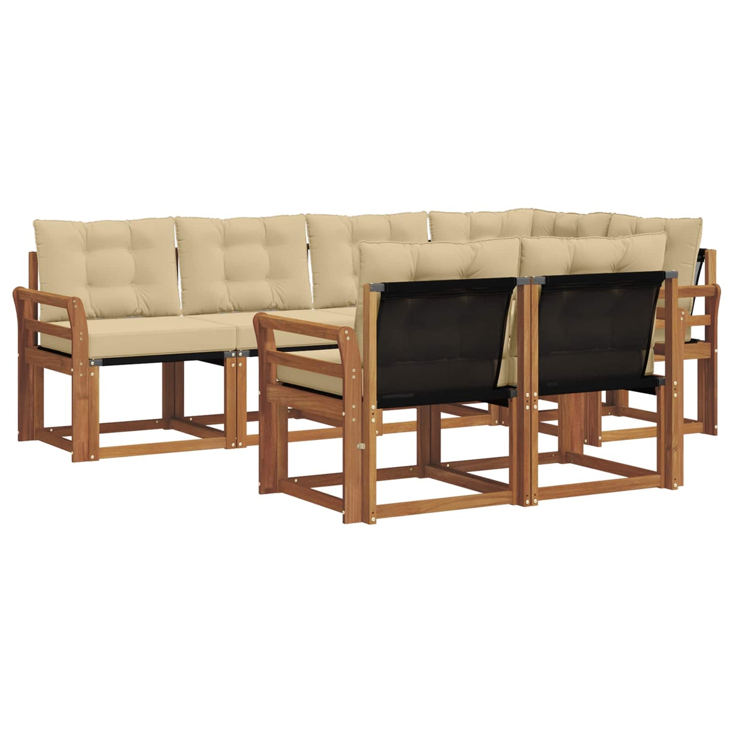 Set di divani da esterno con cuscino 7 pcs Naturale e Beige | homemem39