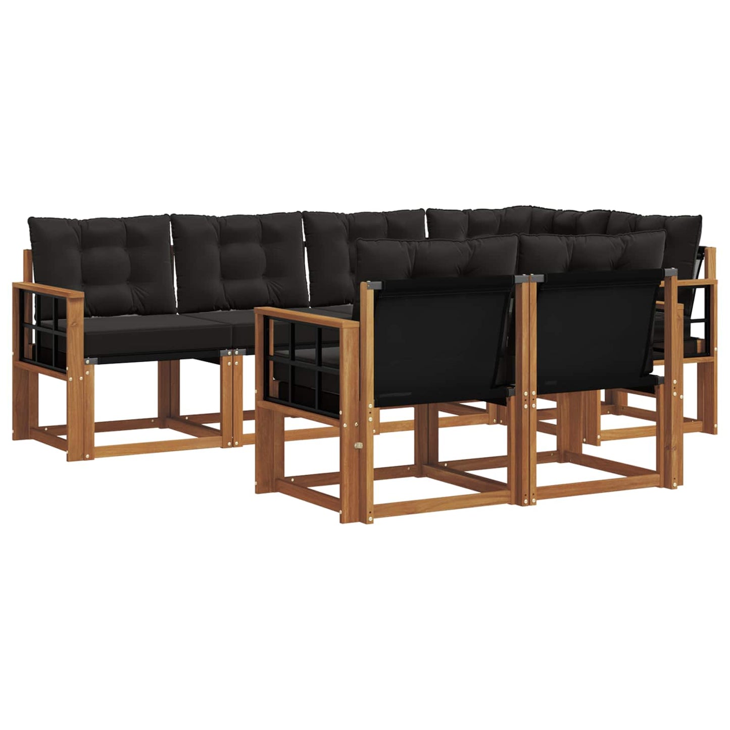 Set di divani da esterno con cuscino 7 pcs Naturale e Nero | homemem39