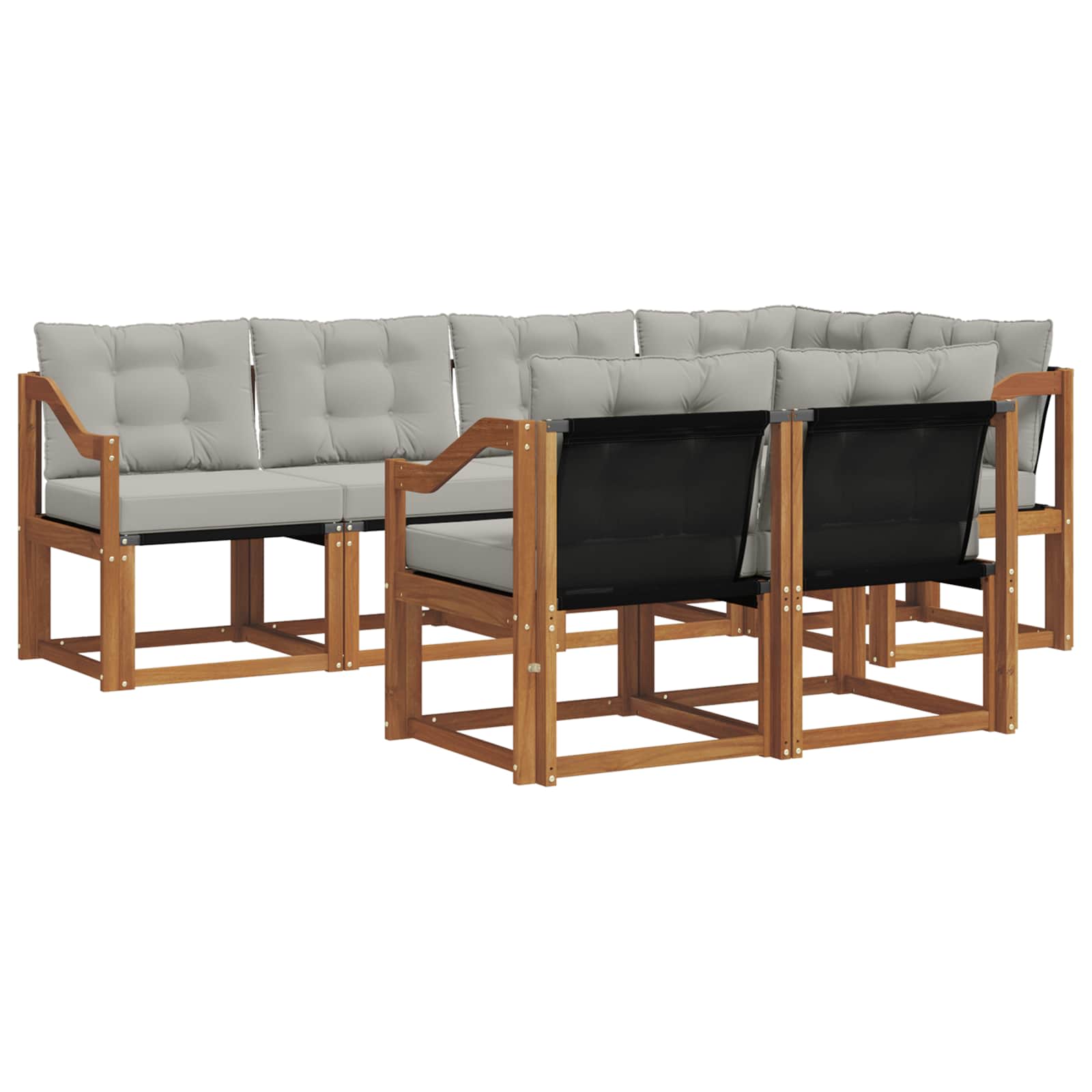 Set di divani da esterno 7 pcs Grigio Naturale e Chiaro | homemem39