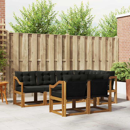 Set di divani da esterno con cuscino 7 pcs Naturale e Nero | homemem39