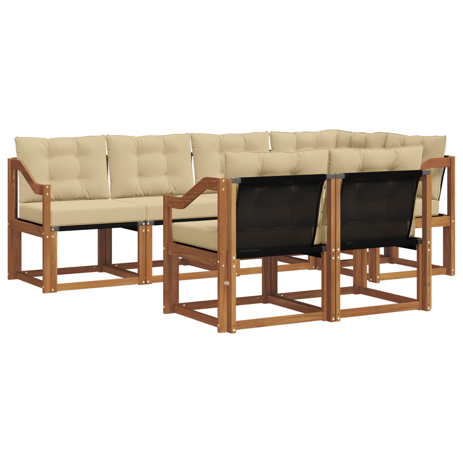 Set di divani da esterno con cuscino 7 pcs Naturale e Beige | homemem39