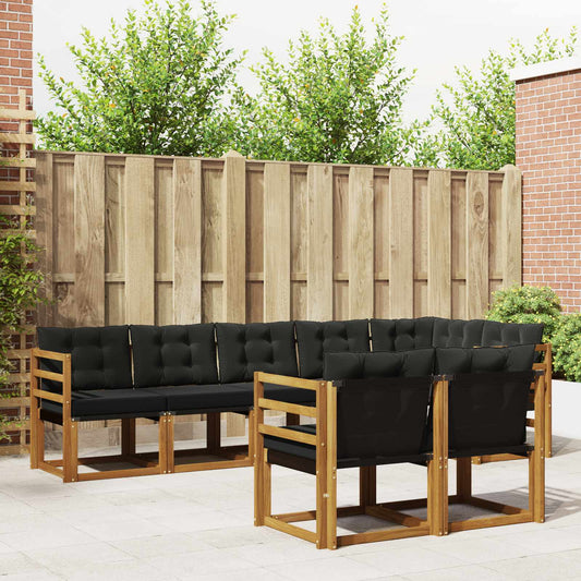 Set di divani da esterno con cuscino 8 pcs Naturale e Nero | homemem39