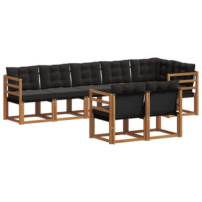 Set di divani da esterno con cuscino 8 pcs Naturale e Nero | homemem39