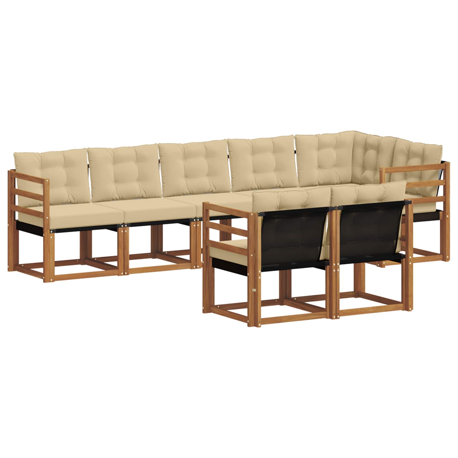 Set di divani da esterno con cuscino 8 pcs Naturale e Beige | homemem39