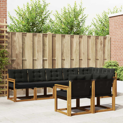 Set di divani da esterno con cuscino 8 pcs Naturale e Nero