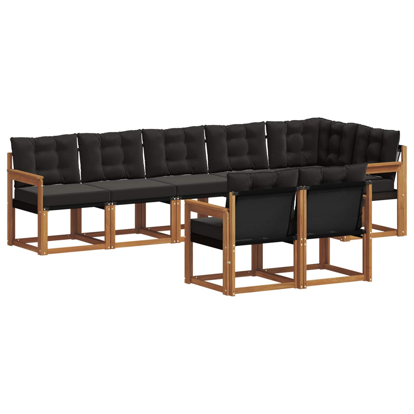 Set di divani da esterno con cuscino 8 pcs Naturale e Nero