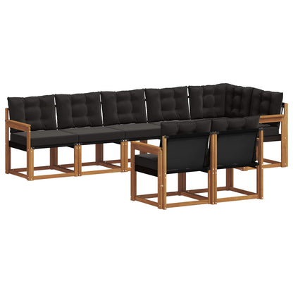 Set di divani da esterno con cuscino 8 pcs Naturale e Nero
