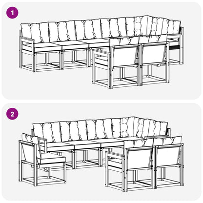 Set di divani da esterno con cuscino 8 pcs Naturale e Nero | homemem39