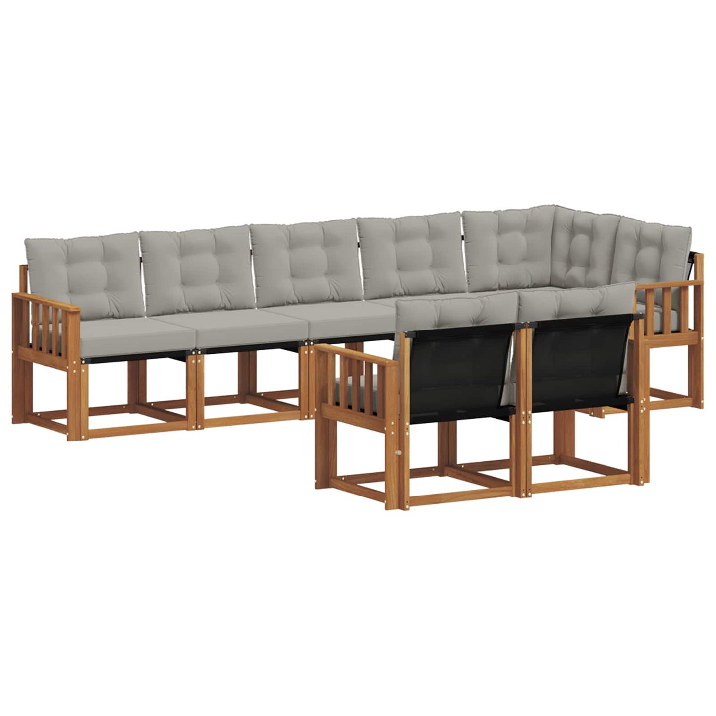 Set di divani da esterno 8 pcs Grigio Naturale e Chiaro