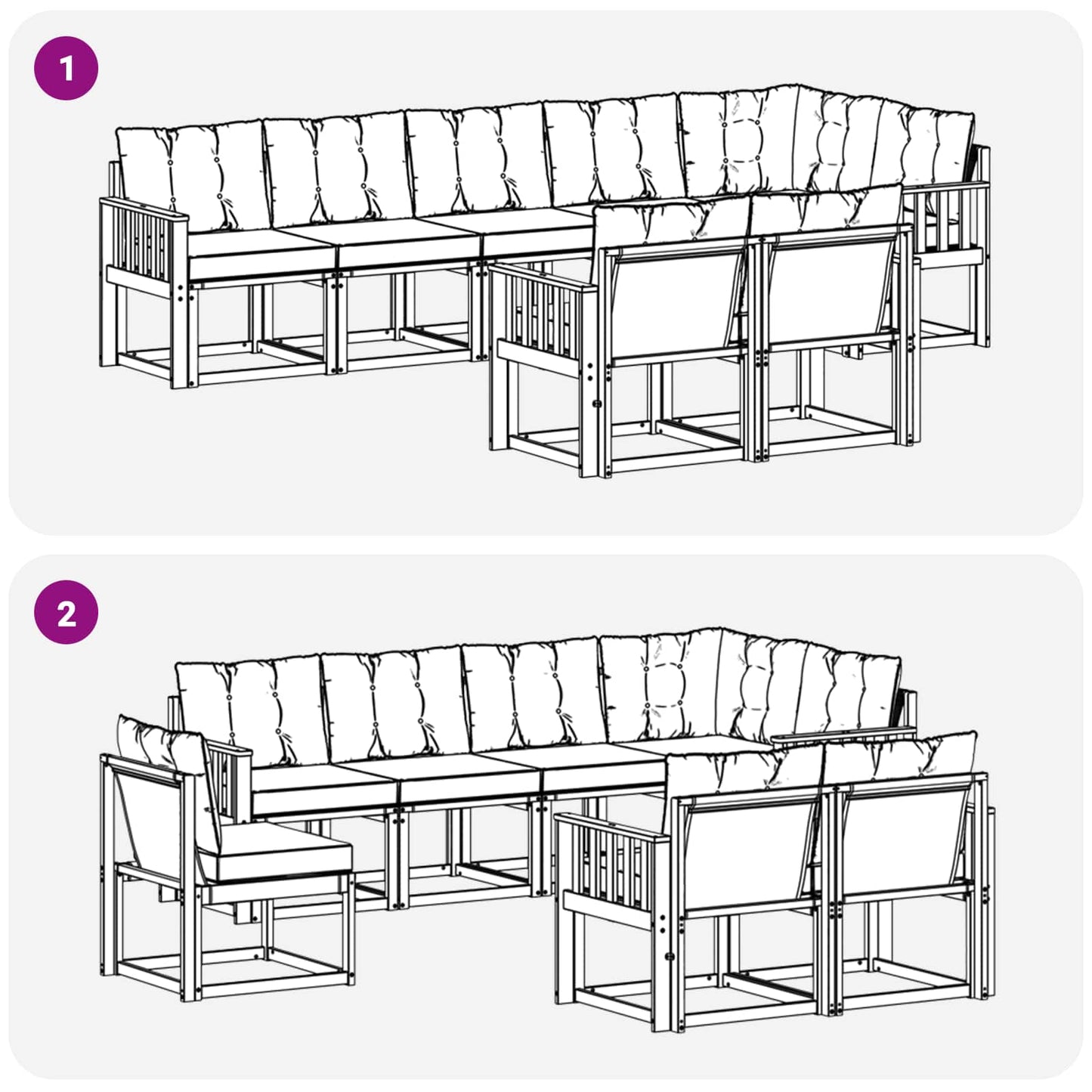 Set di divani da esterno 8 pcs Grigio Naturale e Chiaro | homemem39