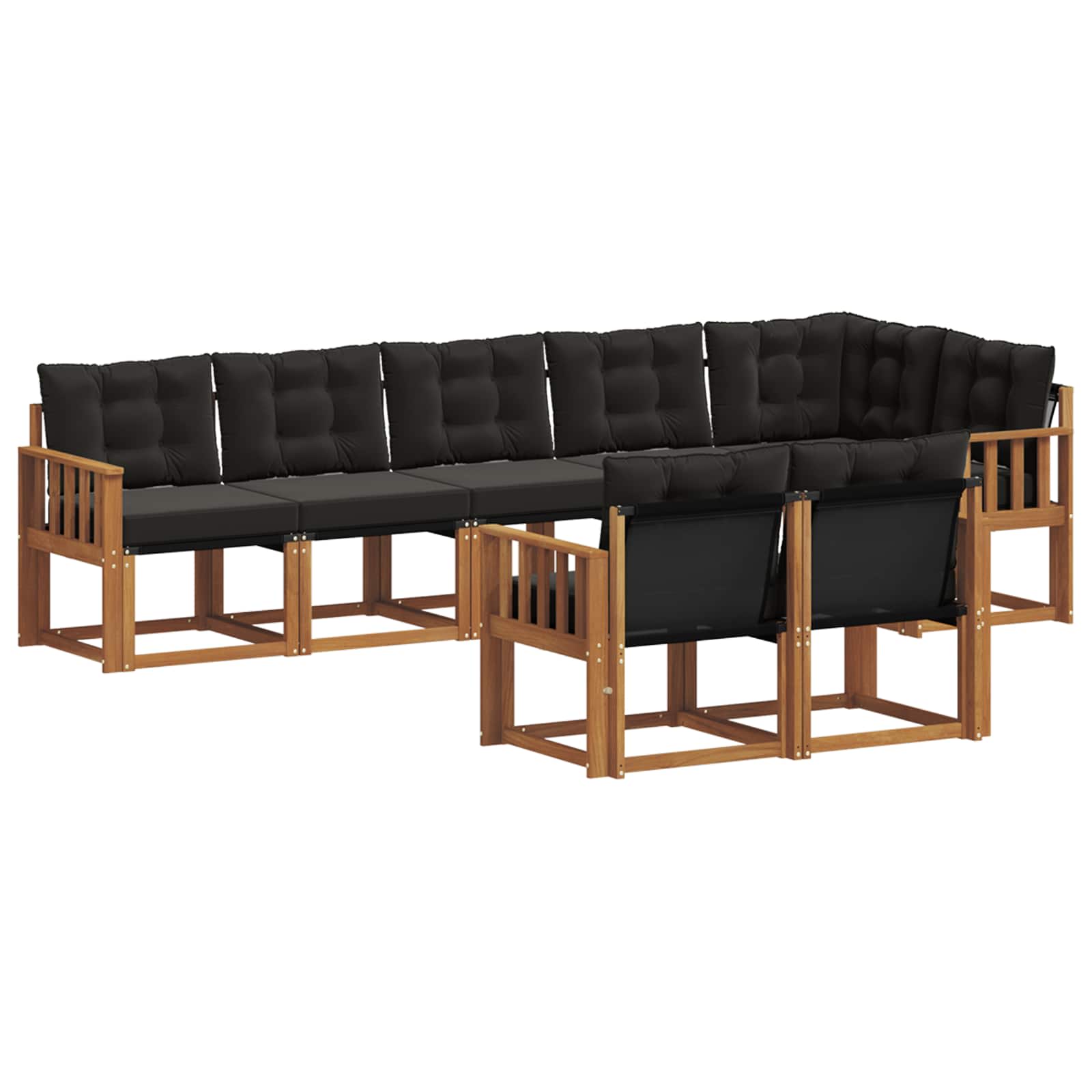 Set di divani da esterno con cuscino 8 pcs Naturale e Nero | homemem39