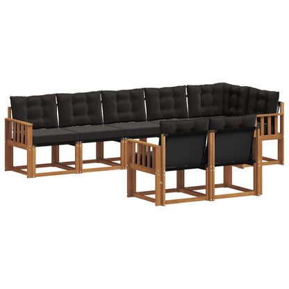 Set di divani da esterno con cuscino 8 pcs Naturale e Nero