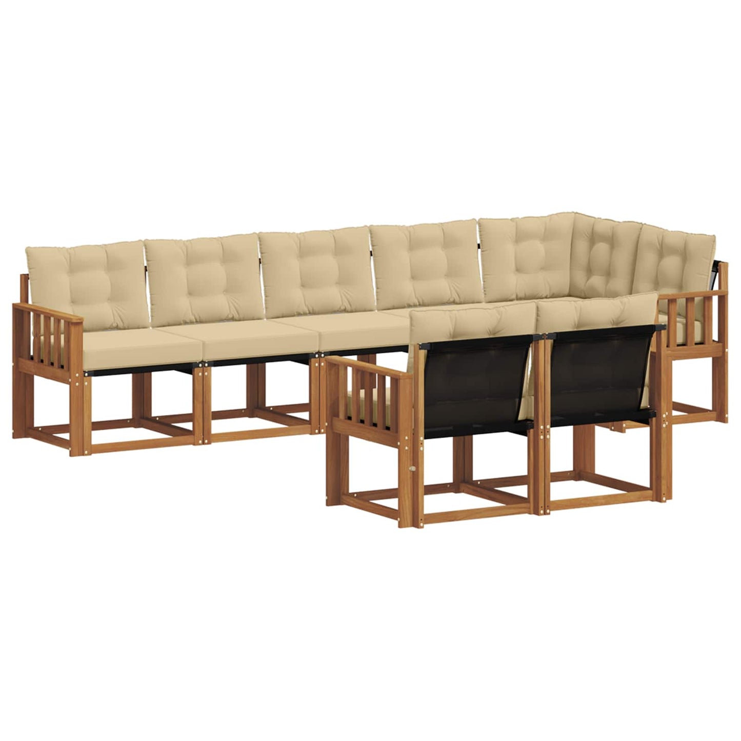 Set di divani da esterno con cuscino 8 pcs Naturale e Beige | homemem39