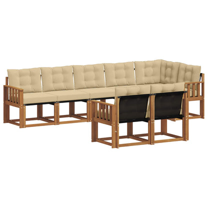 Set di divani da esterno con cuscino 8 pcs Naturale e Beige
