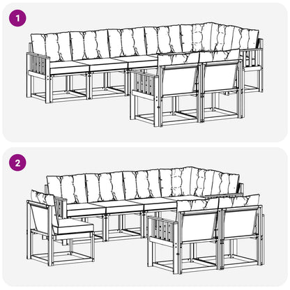 Set di divani da esterno con cuscino 8 pcs Naturale e Beige | homemem39
