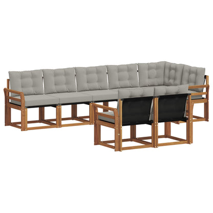 Set di divani da esterno 8 pcs Grigio Naturale e Chiaro