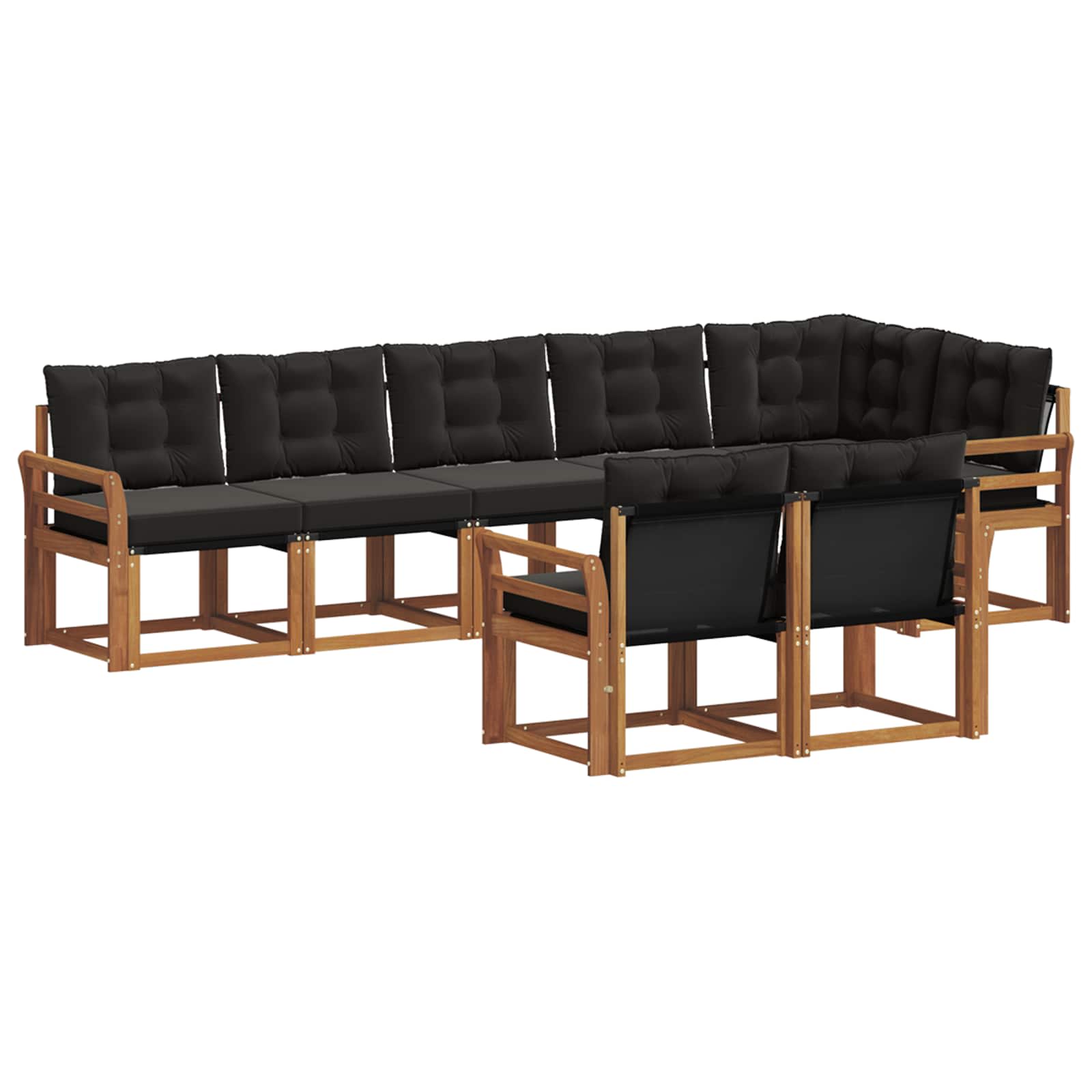Set di divani da esterno con cuscino 8 pcs Naturale e Nero | homemem39