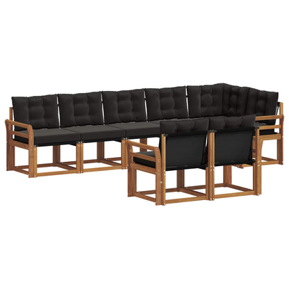 Set di divani da esterno con cuscino 8 pcs Naturale e Nero | homemem39