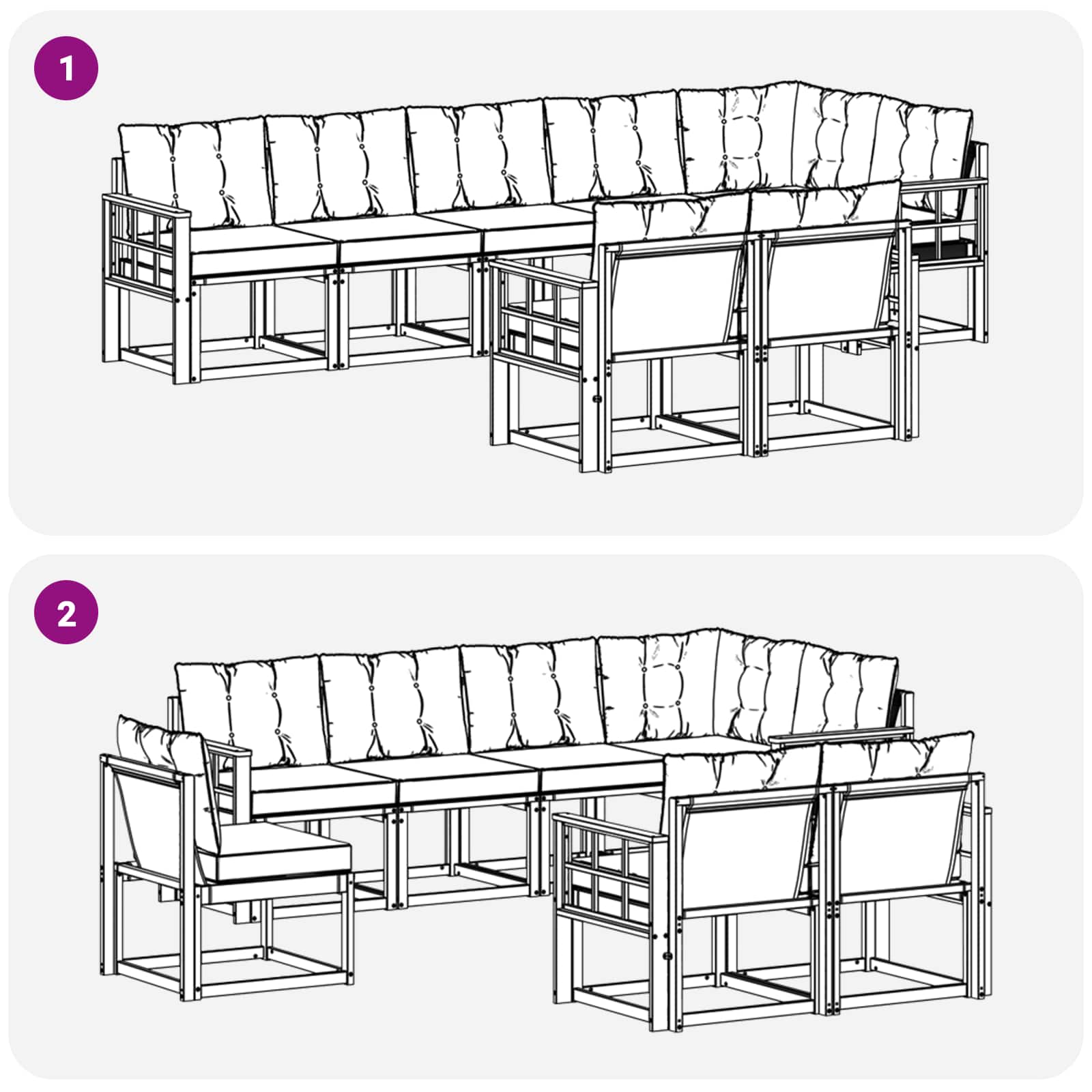 Set di divani da esterno con cuscino 8 pcs Naturale e Crema | homemem39