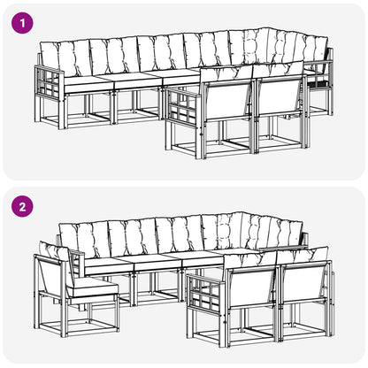 Set di divani da esterno con cuscino 8 pcs Naturale e Crema | homemem39