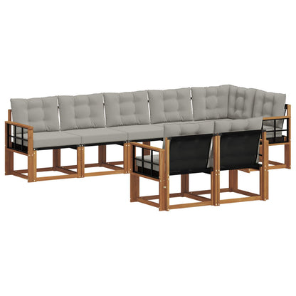 Set di divani da esterno 8 pcs Grigio Naturale e Chiaro | homemem39